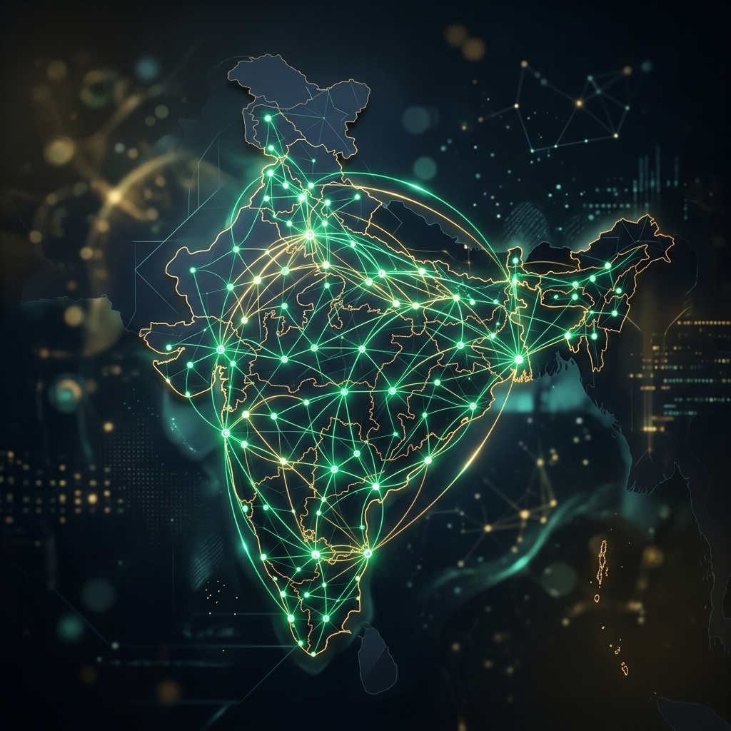 Glowing network of community nodes across India